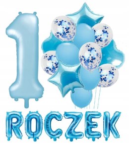 Wielki zestaw balony ozdoby na ROCZEK błękit HEL