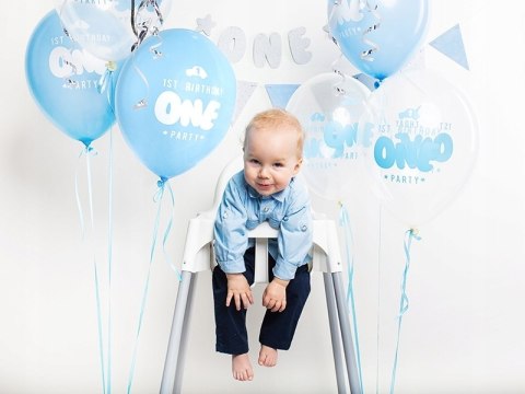 Wielki zestaw balony ozdoby na ROCZEK błękit HEL Wielki zestaw balony ozdoby na ROCZEK błękit HEL