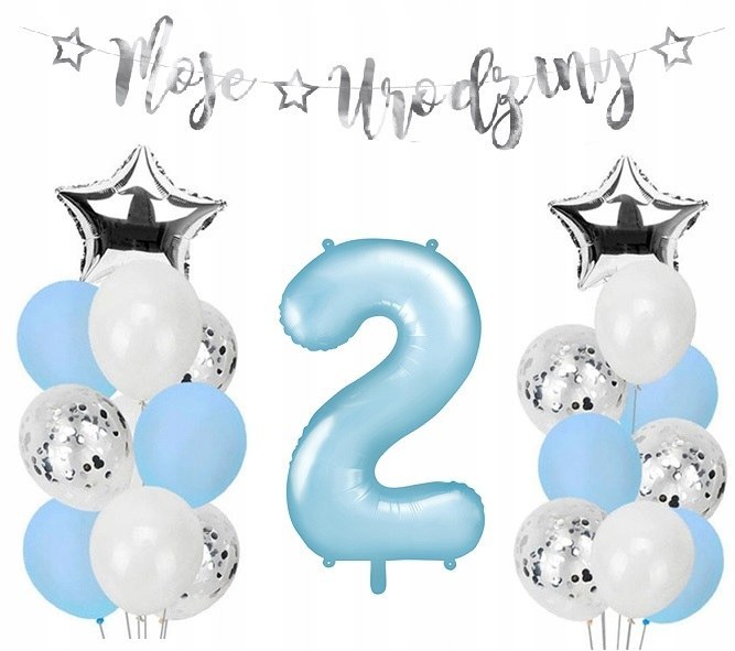 Balony dekoracje baner na drugie 2 urodziny HEL Balony dekoracje baner na drugie 2 urodziny HEL