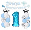 Balony z konfetti baner na roczek HEL 1 urodziny Balony z konfetti baner na roczek HEL 1 urodziny