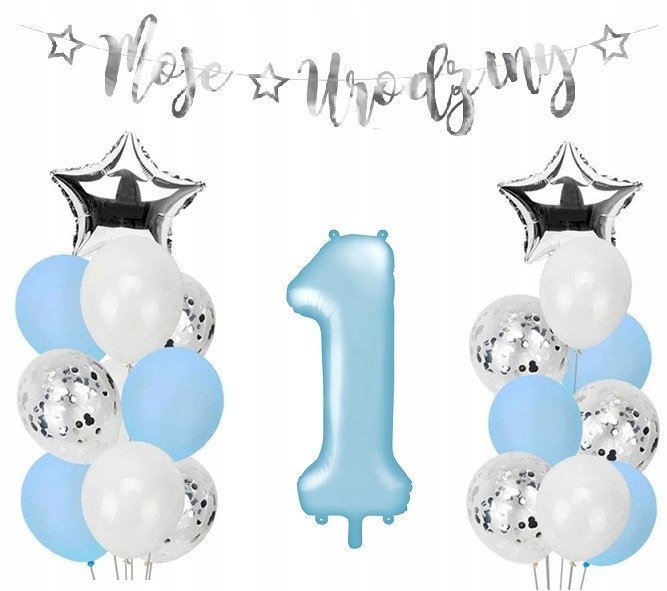 Balony z konfetti na roczek HEL pierwsze urodziny Balony z konfetti na roczek HEL pierwsze urodziny