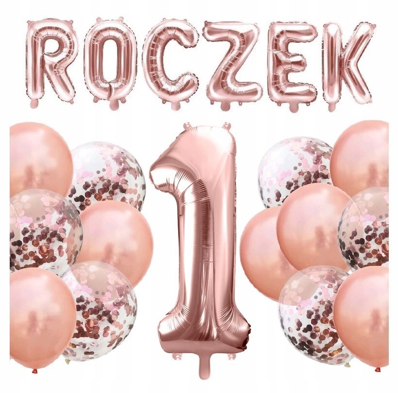 Balony z konfetti napis cyfra 1 zestaw na ROCZEK Balony z konfetti napis cyfra 1 zestaw na ROCZEK
