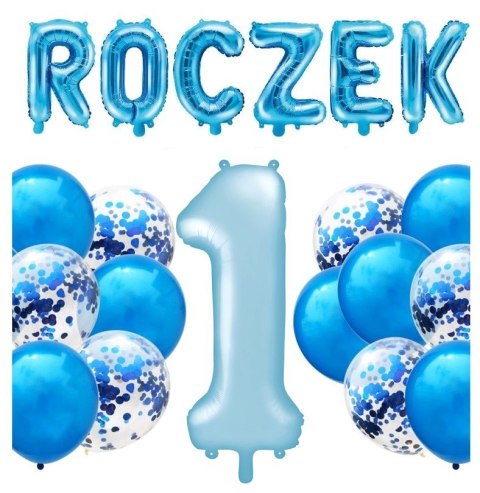 Balony z konfetti napis cyfra 1 zestaw na ROCZEK Balony z konfetti napis cyfra 1 zestaw na ROCZEK