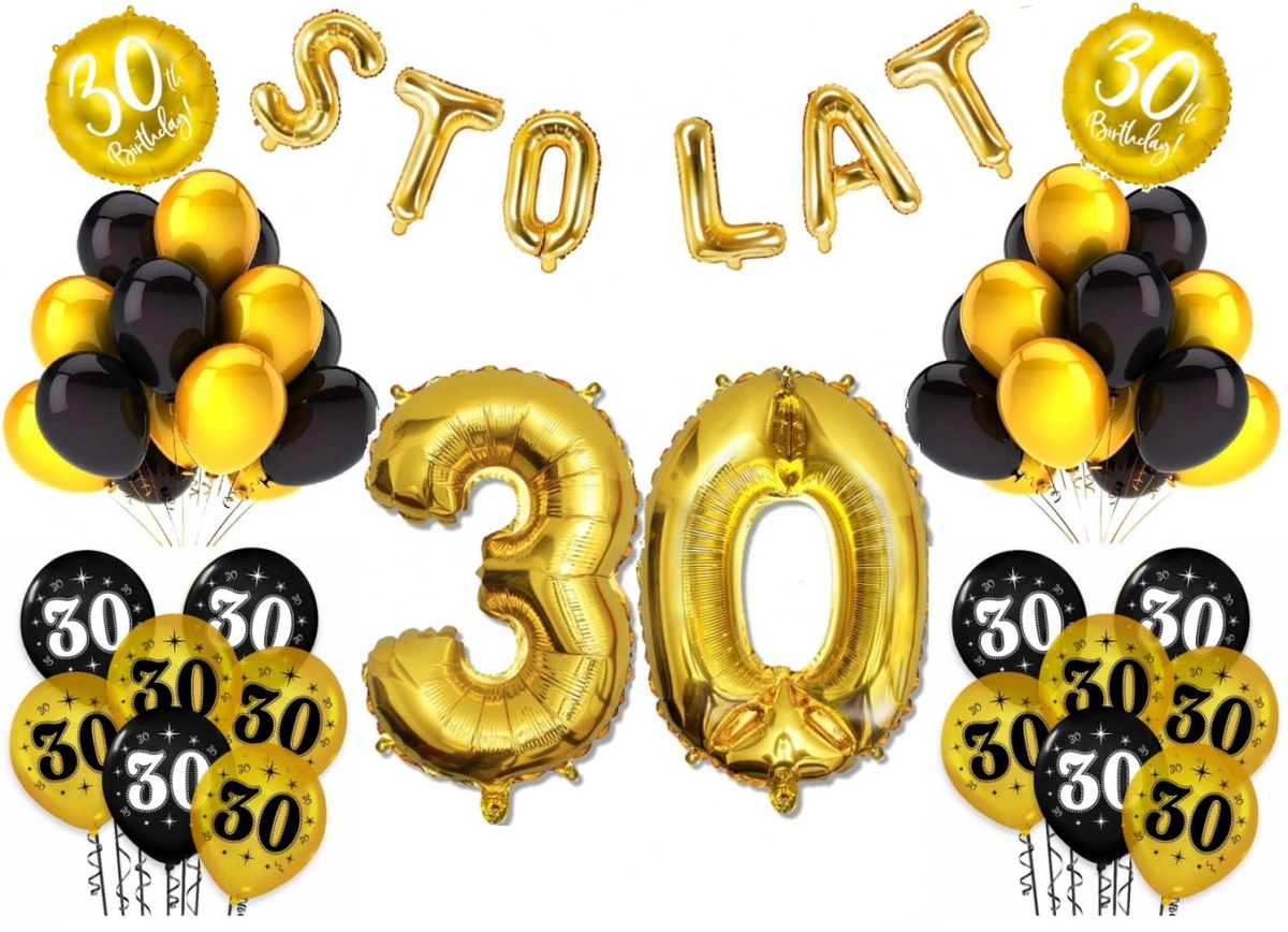 Balony na trzydzieste cyfry z liczbą 30 urodziny Balony na trzydzieste cyfry z liczbą 30 urodziny