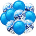 Balony z konfetti DUŻE niebieskie na roczek HEL