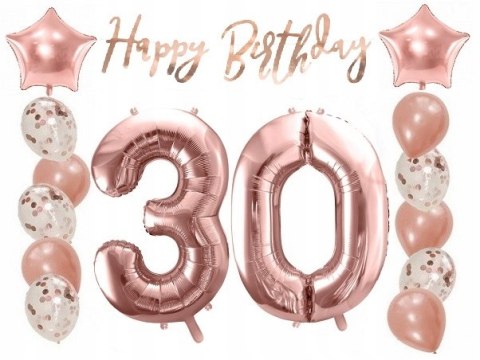 Balony z konfetti baner napis na 30 urodziny hel Balony z konfetti baner napis na 30 urodziny hel