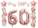 Balony z konfetti baner napis na 60 urodziny hel