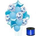 Balony z konfetti gwiazdy niebieskie na roczek HEL