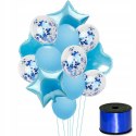 Balony z konfetti gwiazdy niebieskie na roczek HEL Balony z konfetti gwiazdy niebieskie na roczek HEL