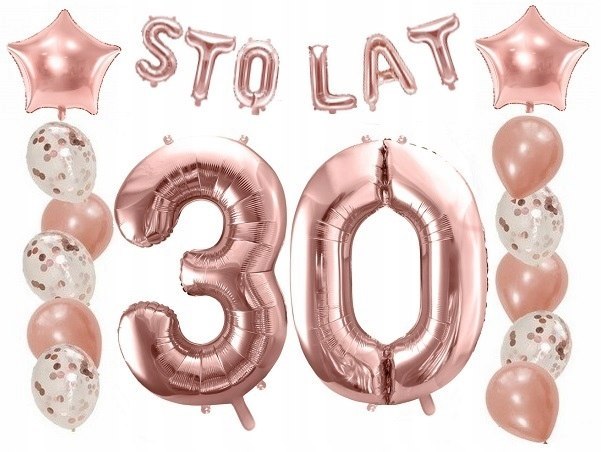 Balony z konfetti napis STO LAT na 30 urodziny hel Balony z konfetti napis STO LAT na 30 urodziny hel
