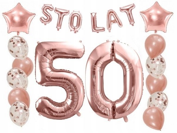 Balony z konfetti napis STO LAT na 50 urodziny hel Balony z konfetti napis STO LAT na 50 urodziny hel
