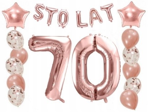 Balony z konfetti napis STO LAT na 70 urodziny hel Balony z konfetti napis STO LAT na 70 urodziny hel