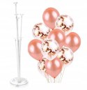 Balony z konfetti rosegold x10 + stojak do balonów