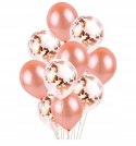 Balony z konfetti rosegold x10 + stojak do balonów