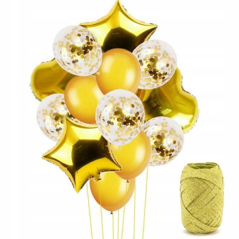 Balony z konfetti serca złote na Hel Ślub Wesele Balony z konfetti serca złote na Hel Ślub Wesele