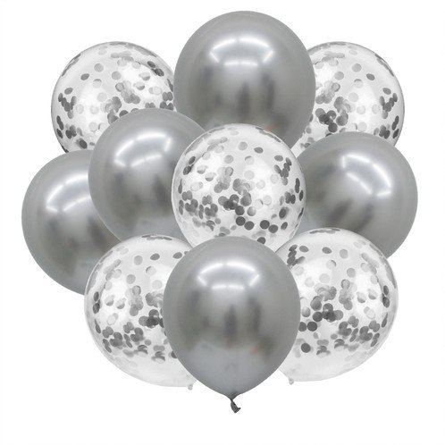 Balony z konfetti srebrne na Hel Ślub Wesele Party