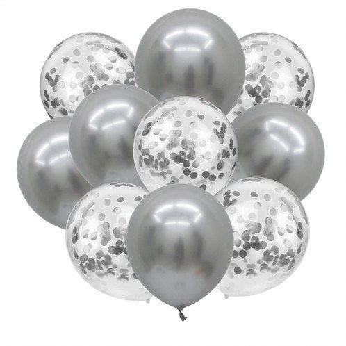 Balony z konfetti srebrne na Hel Ślub Wesele Party Balony z konfetti srebrne na Hel Ślub Wesele Party