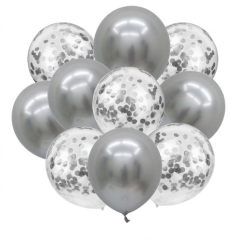 Balony z konfetti srebrne na Hel Ślub Wesele Party Balony z konfetti srebrne na Hel Ślub Wesele Party