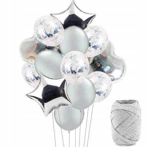 Balony z konfetti srebrne na Hel Ślub Wesele Party Balony z konfetti srebrne na Hel Ślub Wesele Party