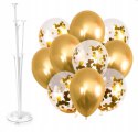 Balony z konfetti złote x10 + stojak do balonów Balony z konfetti złote x10 + stojak do balonów