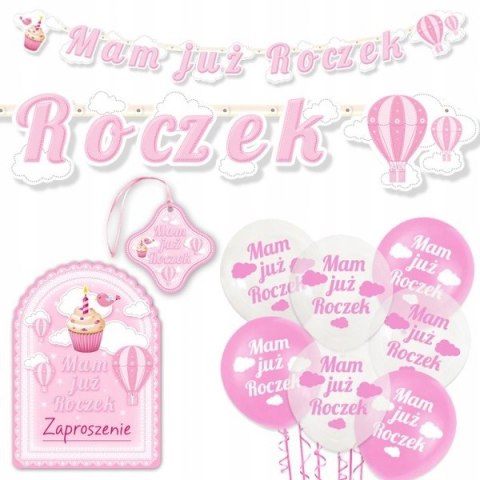 Balony zaproszenia baner ozdoby na roczek ZESTAW Balony zaproszenia baner ozdoby na roczek ZESTAW