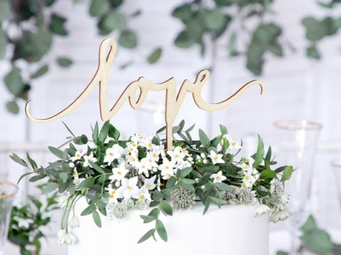 Topper drewniany Love figurka na tort weselny Ślub Topper drewniany Love figurka na tort weselny Ślub