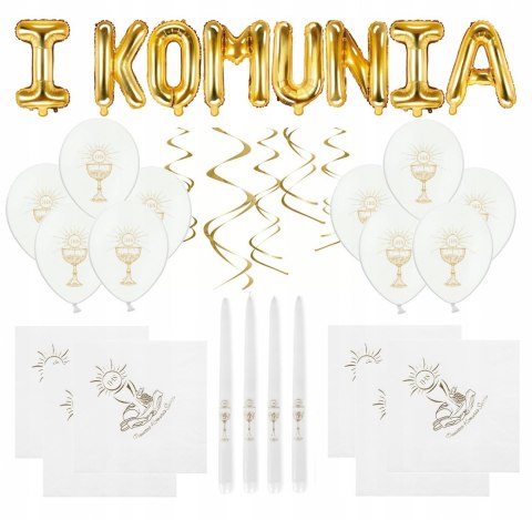 Balony napis I KOMUNIA serwetki świece na komunię Balony napis I KOMUNIA serwetki świece na komunię