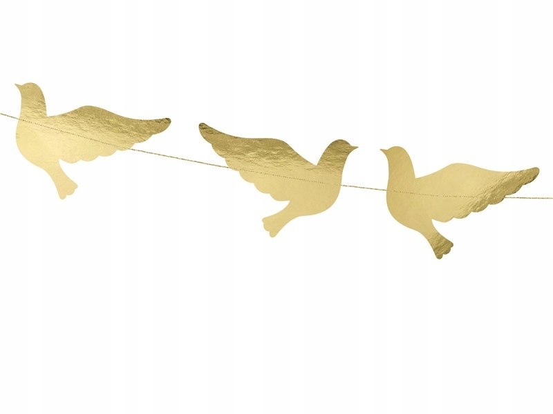 Girlanda złote gołębie dekoracje ozdoby na komunię