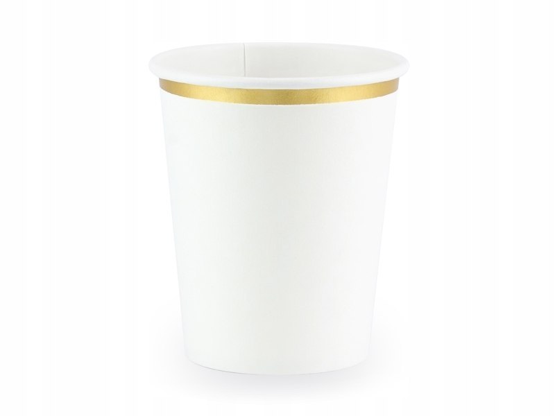 Kubeczki papierowe białe złote na komunię 260ml x6 Kubeczki papierowe białe złote na komunię 260ml x6