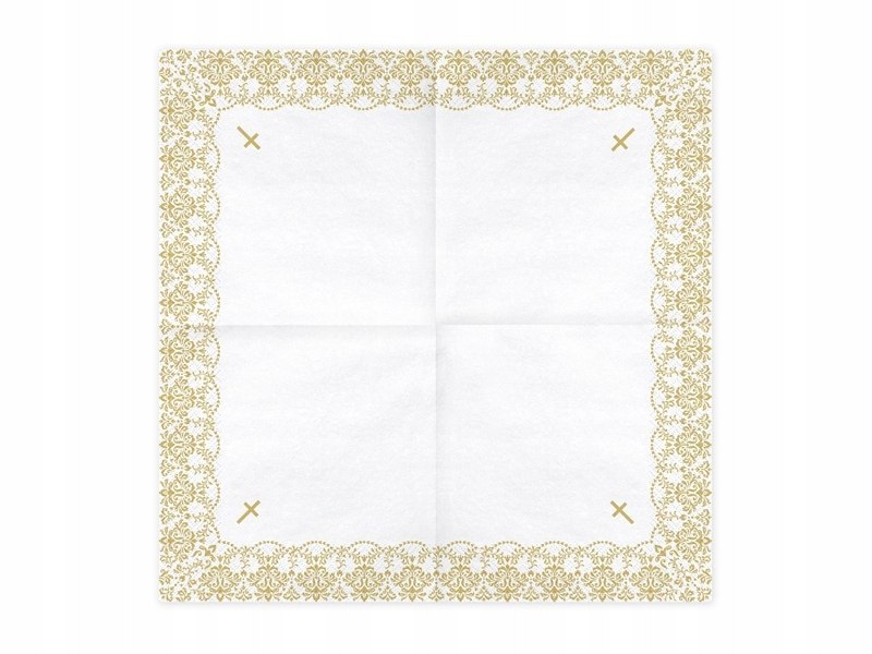 Serwetki na komunię białe srebrne ornament x20 2wz Serwetki na komunię białe srebrne ornament x20 2wz