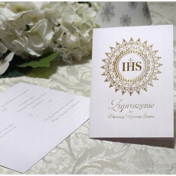 Zaproszenia na Komunię komunijne GOLD 10szt GRATIS Zaproszenia na Komunię komunijne GOLD 10szt GRATIS