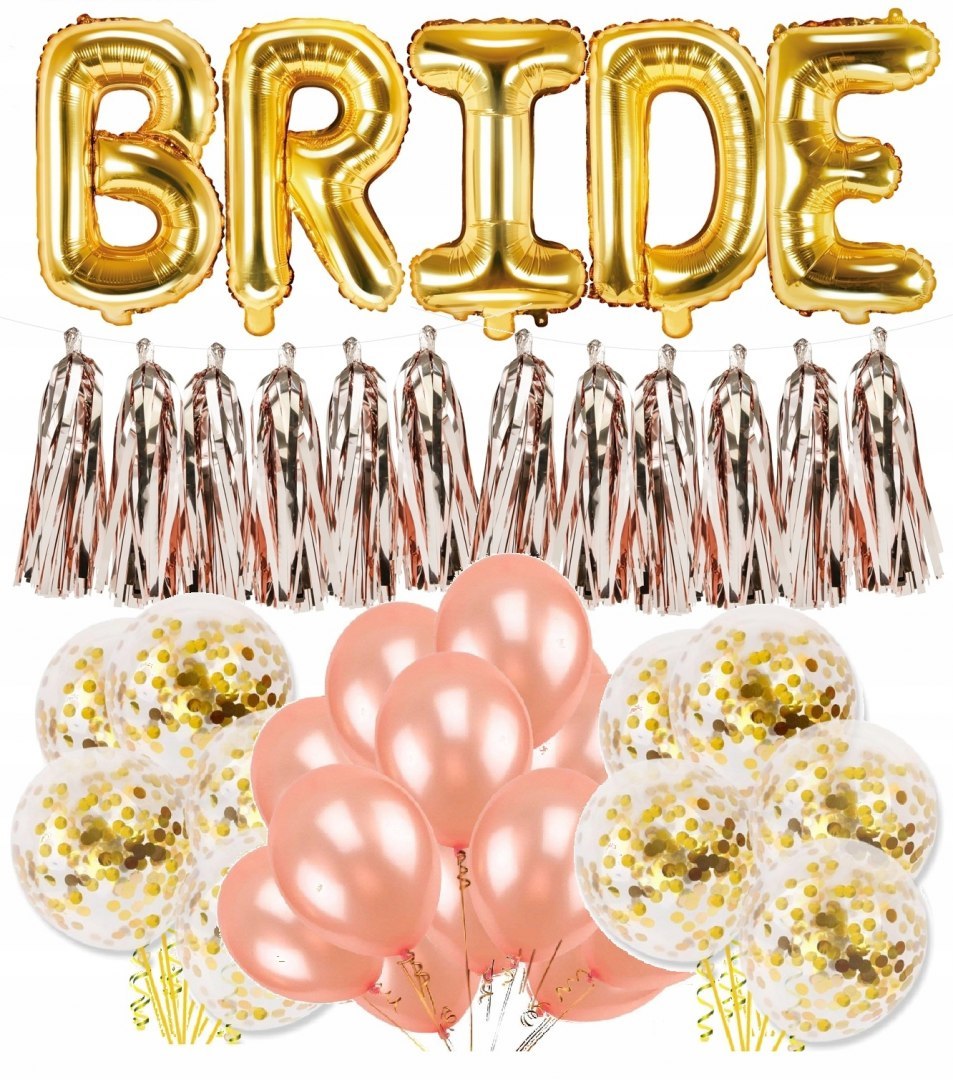 Zestaw na WIECZÓR PANIEŃSKI balony BRIDE girlanda Zestaw na WIECZÓR PANIEŃSKI balony BRIDE girlanda