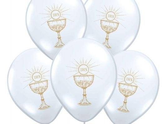 Balony na komunię komunijne z kielichem 35cm 10szt Balony na komunię komunijne z kielichem 35cm 10szt