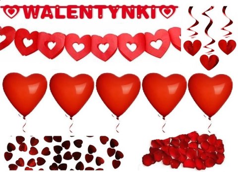 Balony serca girlanda Dekoracje na WALENTYNKI 12el Balony serca girlanda Dekoracje na WALENTYNKI 12el