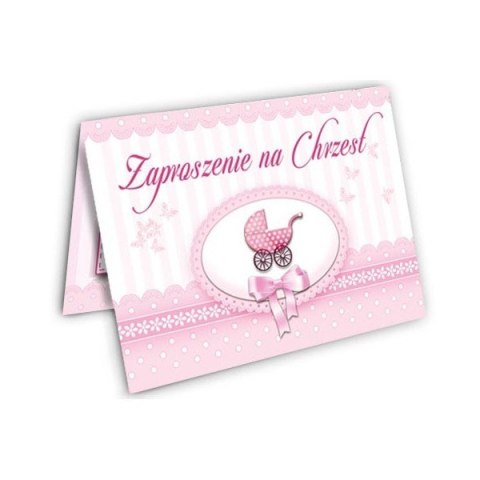 Zaproszenia na CHRZEST różowe x10 + koperty PROMO Zaproszenia na CHRZEST różowe x10 + koperty PROMO