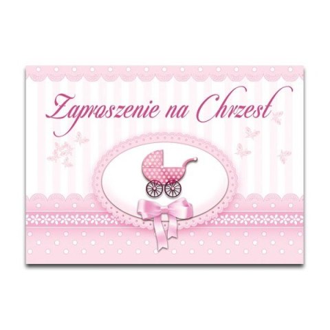 Zaproszenia na CHRZEST różowe x10 + koperty PROMO Zaproszenia na CHRZEST różowe x10 + koperty PROMO