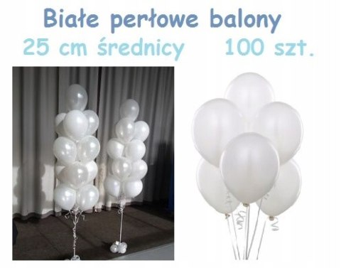 Balony białe perłowe dekoracje ślubne weselne x100 Balony białe perłowe dekoracje ślubne weselne x100