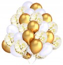 Balony na komunię złote białe z konfetti bukiet 30 Balony na komunię złote białe z konfetti bukiet 30
