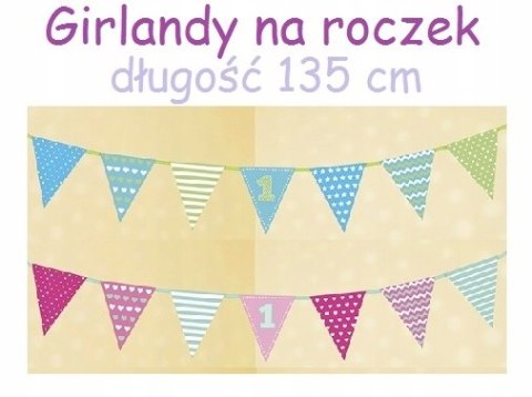 Girlanda ozdoba flagi na pierwsze urodziny roczek Girlanda ozdoba flagi na pierwsze urodziny roczek