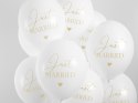 Balony 30cm, Just Married, P. Pure White (1 op. / 6 szt.)