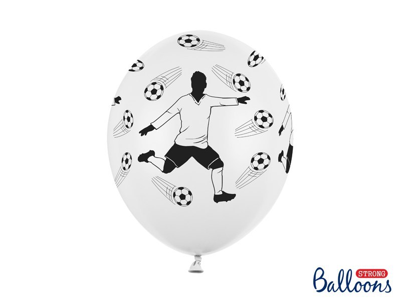 Balony 30cm, Piłkarz i piłki, Pastel White (1 op. / 6 szt.) Balony 30cm, Piłkarz i piłki, Pastel White (1 op. / 6 szt.)