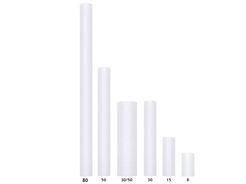 Tiul gładki, sztywny, biały, 0,3 x 50m (1 szt. / 50 mb.) Tiul gładki, sztywny, biały, 0,3 x 50m (1 szt. / 50 mb.)