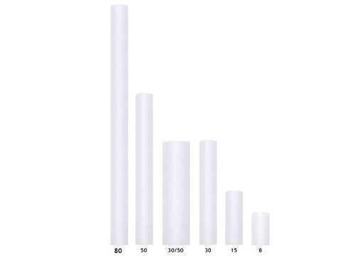 Tiul gładki, sztywny, biały, 0,3 x 50m (1 szt. / 50 mb.) Tiul gładki, sztywny, biały, 0,3 x 50m (1 szt. / 50 mb.)