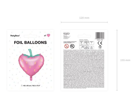 Balon foliowy Truskawka, 42x45cm, mix Balon foliowy Truskawka, 42x45cm, mix