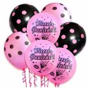 Balony na wieczór panieński różowe czarne HEL x20 Balony na wieczór panieński różowe czarne HEL x20