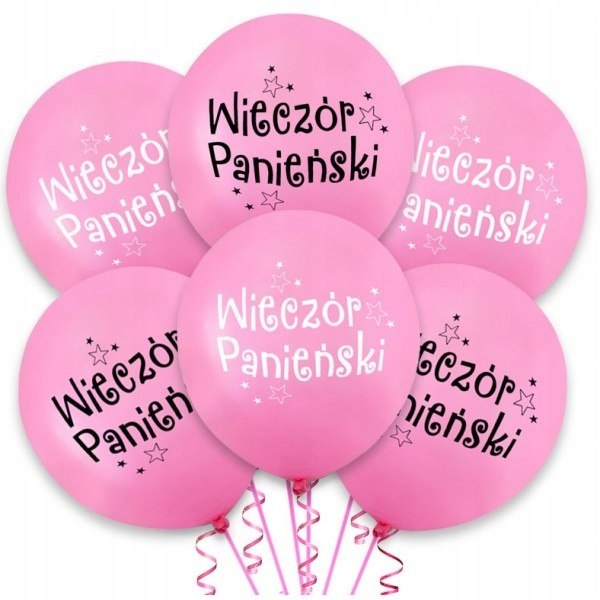 Balony na wieczór panieński różowe czarne HEL x20 Balony na wieczór panieński różowe czarne HEL x20