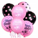 Balony na wieczór panieński różowe czarne HEL x20 Balony na wieczór panieński różowe czarne HEL x20