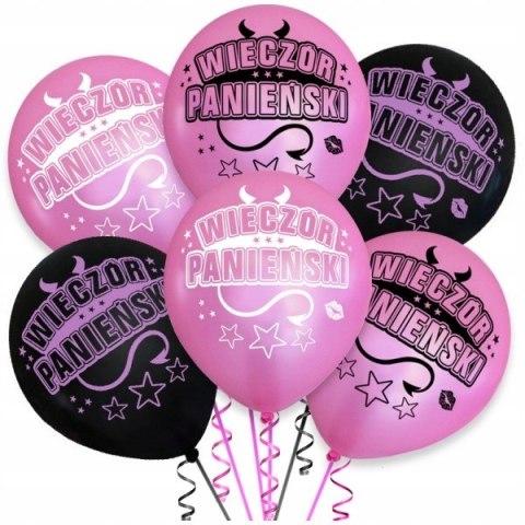 Balony na wieczór panieński różowe czarne HEL x20 Balony na wieczór panieński różowe czarne HEL x20