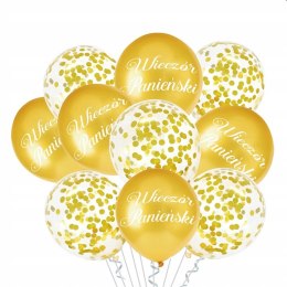 Balony na wieczór panieński złote z konfetti 10szt