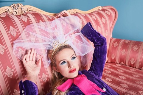 Opaska Bride złota welon na wieczór panieński 50cm Opaska Bride złota welon na wieczór panieński 50cm